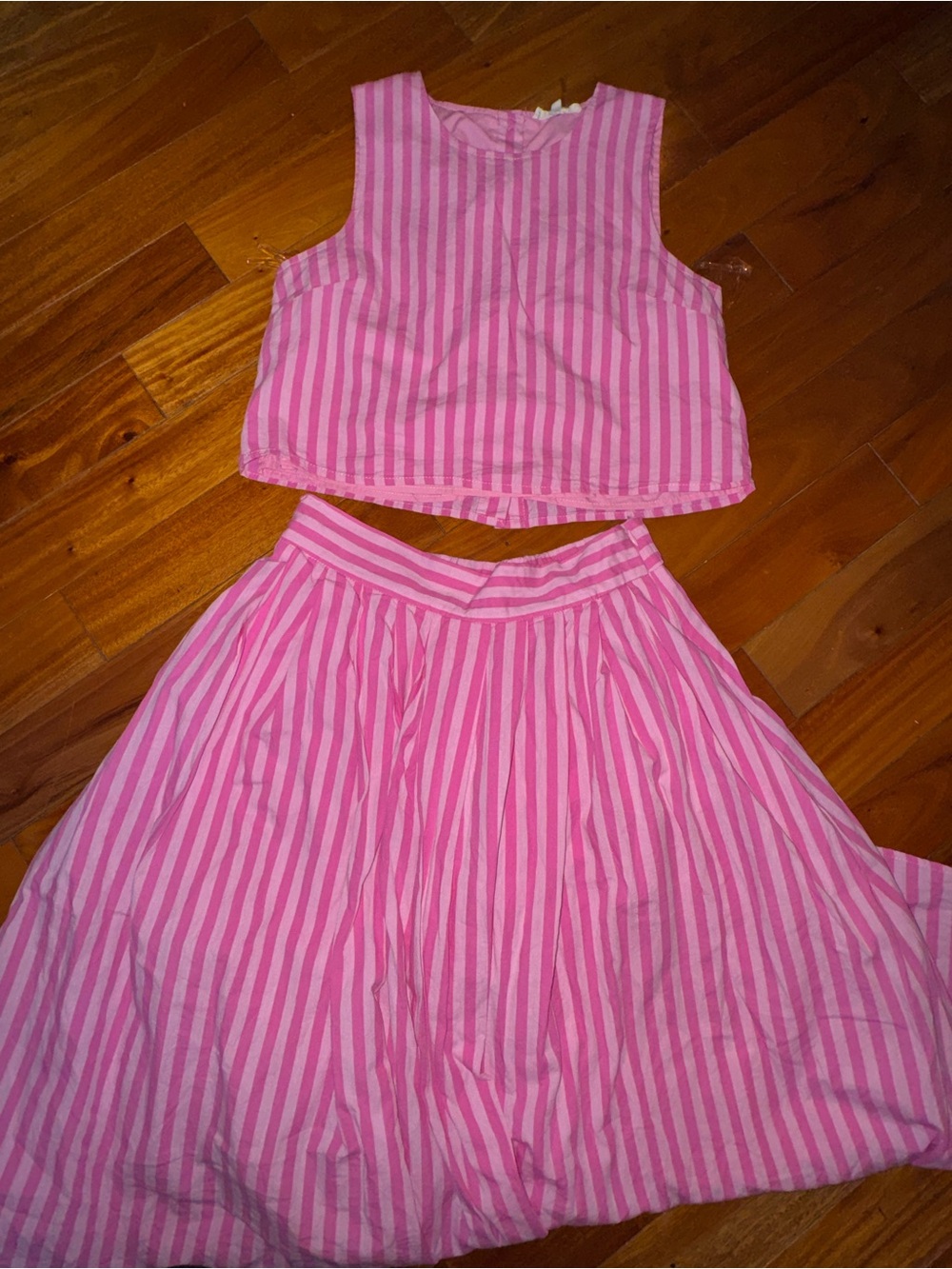 entro Pink Striped Two-Piece Skirt Set